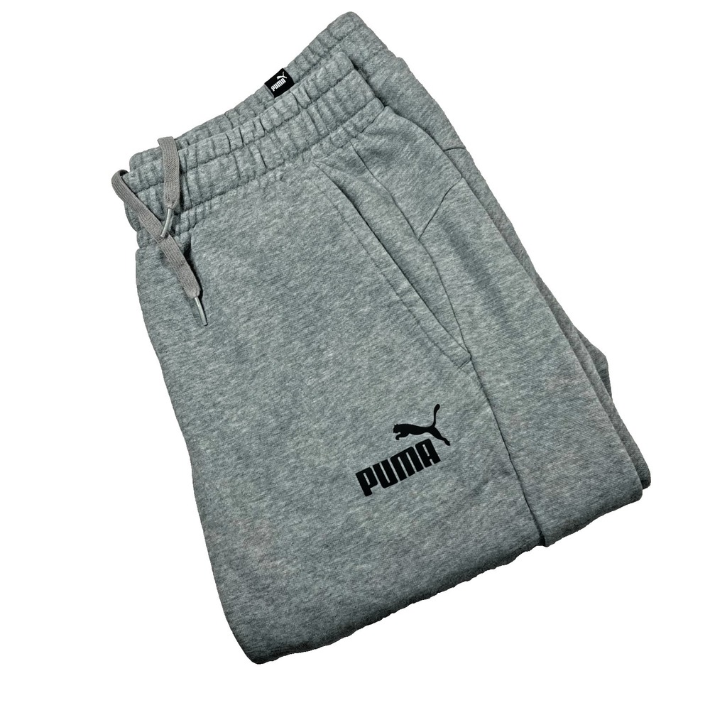 Puma Joggers Mens Large Grey Fleece Tapered Sweatpants Athletic Gym Loungewear